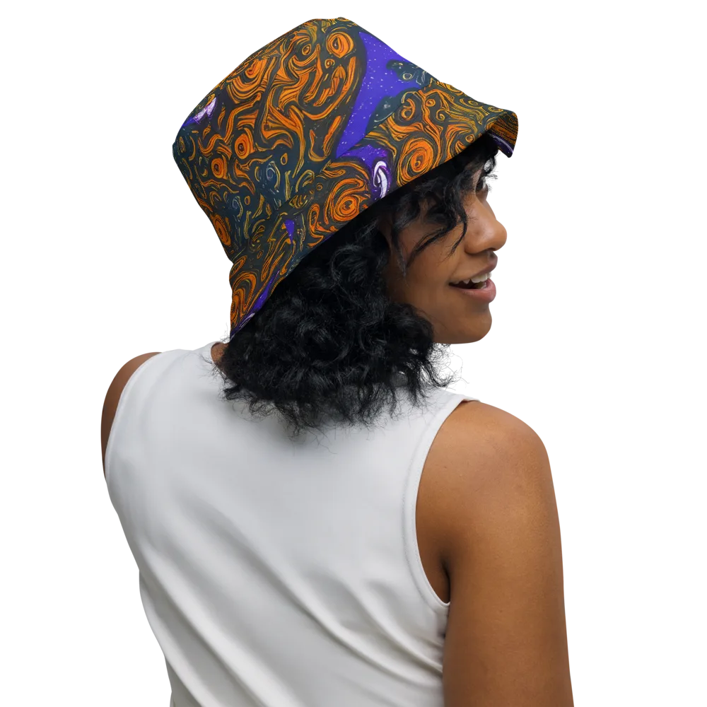 Orbiting Ember on Reversible Bucket Hat — Right Outside