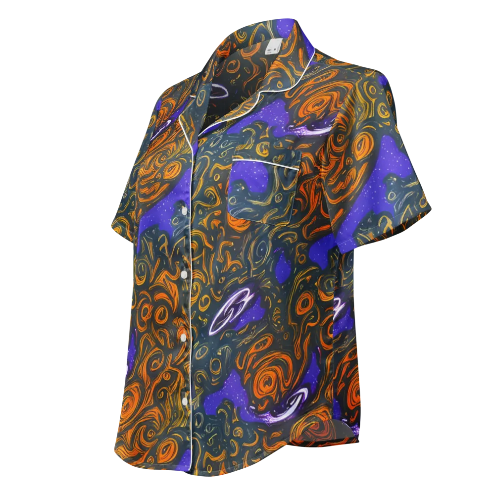 Orbiting Ember on Women's Short Sleeve Pajama Top — Left Front