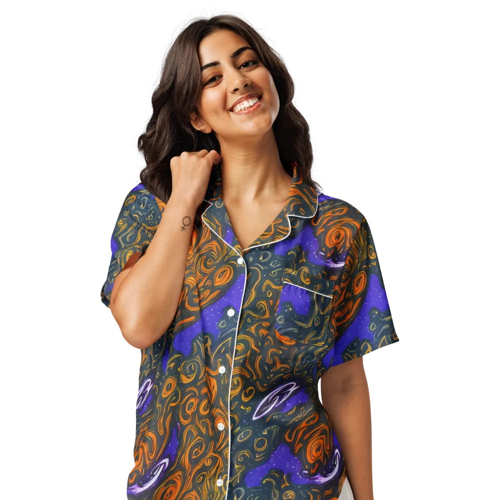 Orbiting Ember on Women's Short Sleeve Pajama Top — Front