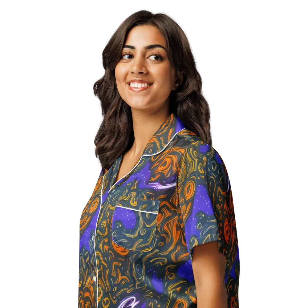 Orbiting Ember on Women's Short Sleeve Pajama Top — Left Front