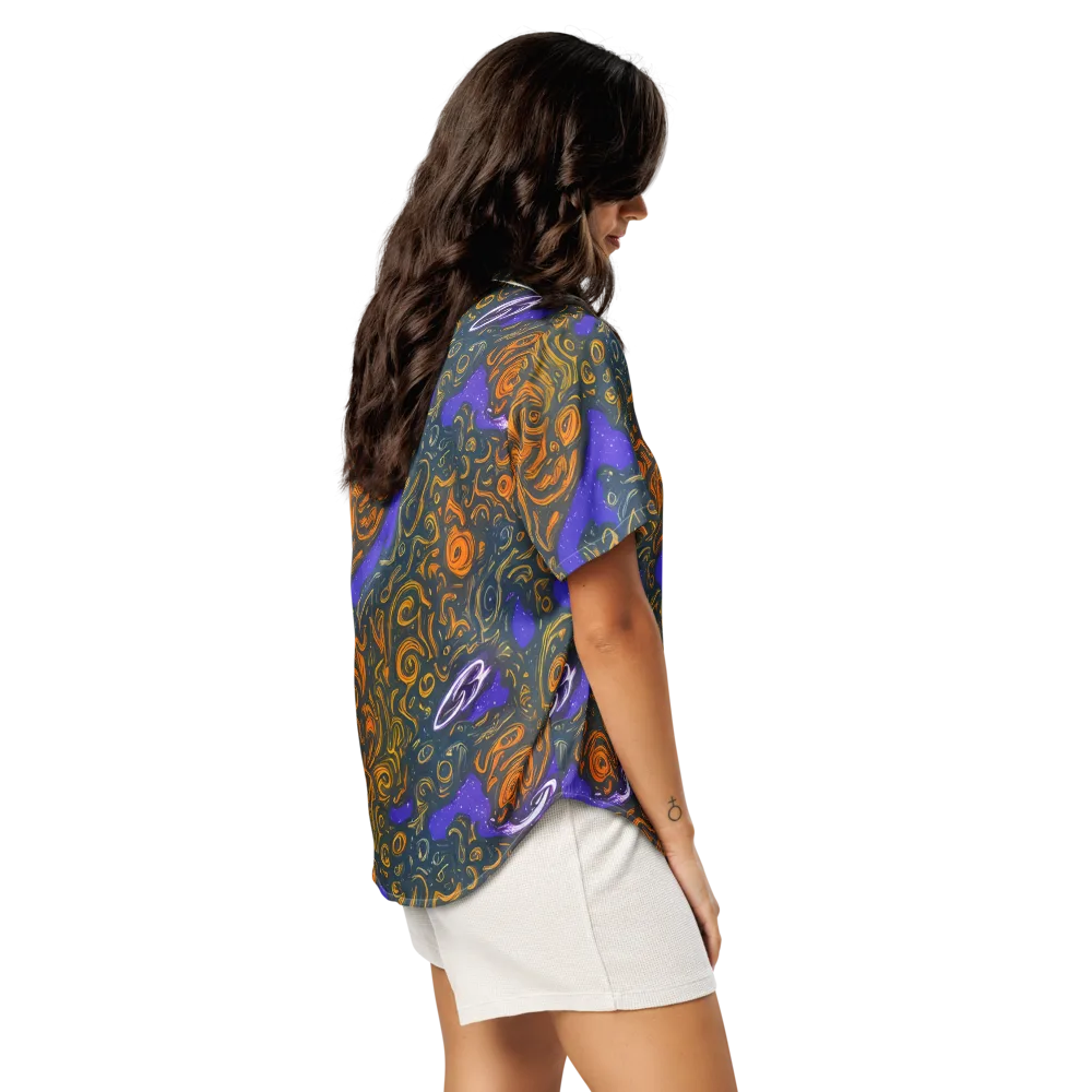 Orbiting Ember on Women's Short Sleeve Pajama Top — Right Back