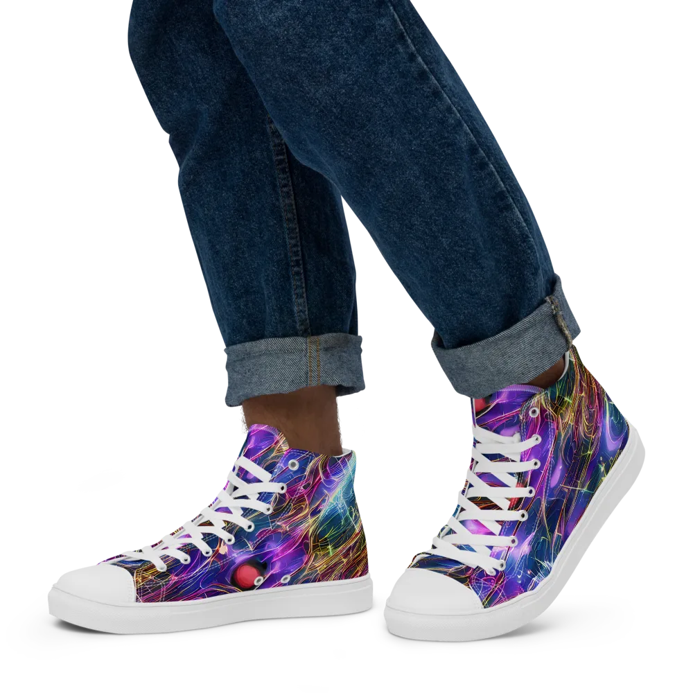 Plasma Drift on Men's High Top Canvas Shoes — Left