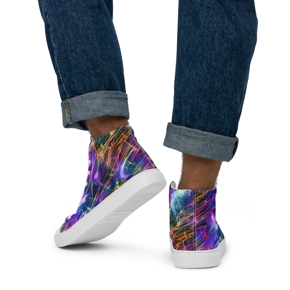 Plasma Drift on Men's High Top Canvas Shoes — Back
