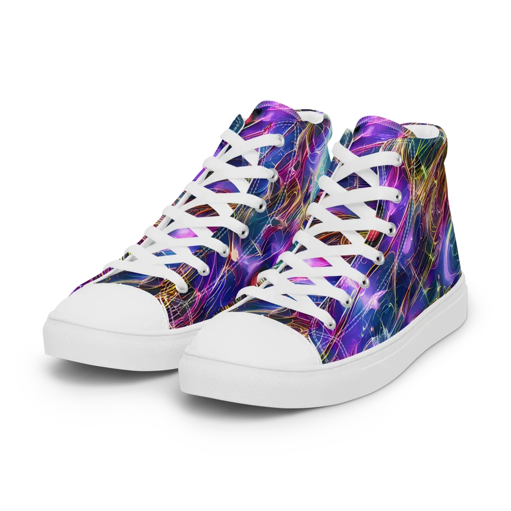 Plasma Drift on Women's High Top Canvas Shoes — Left Front