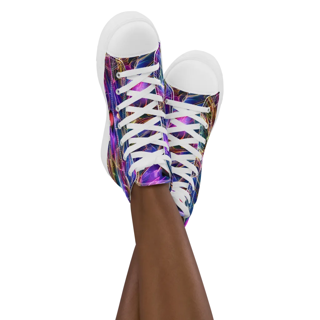 Plasma Drift on Women's High Top Canvas Shoes — Front