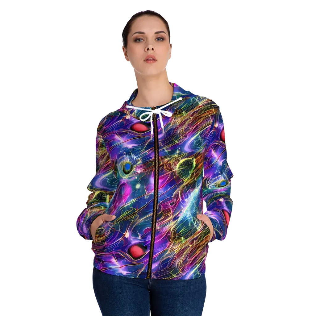 Plasma Drift on Women's Full-Zip Hoodie — Front On Person