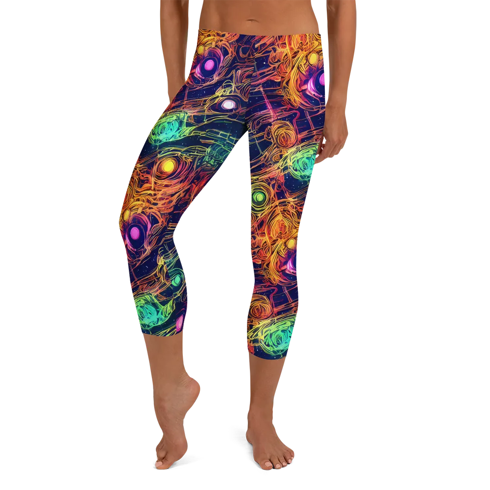 Stellar Circuit on Capri Leggings — Front