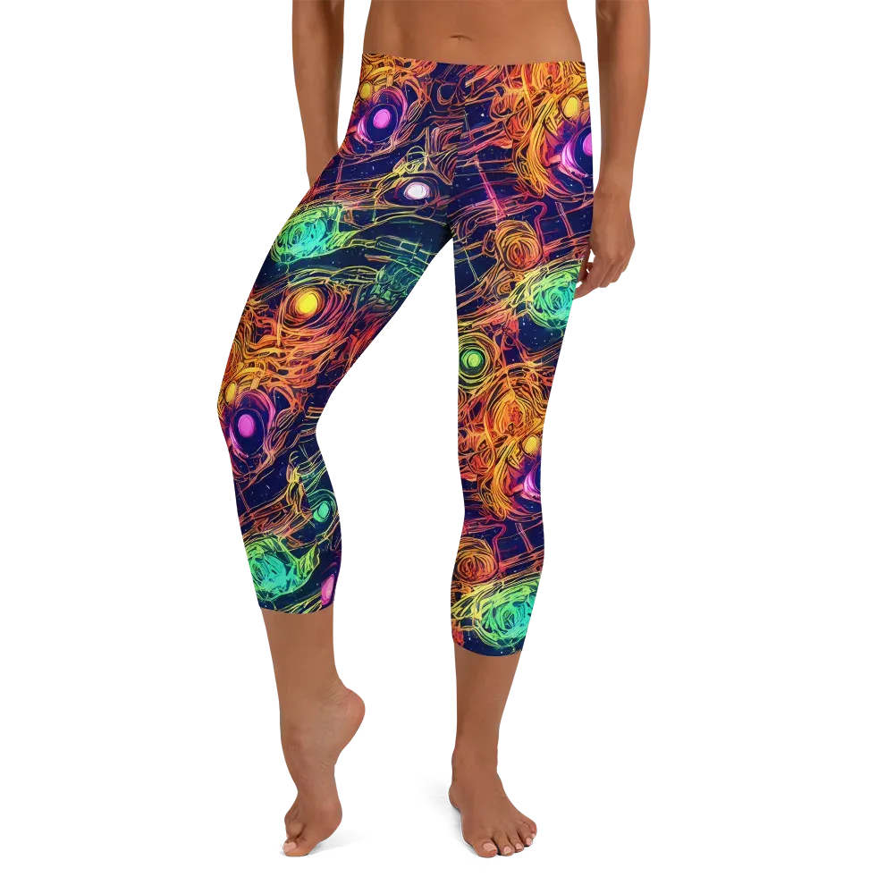 Stellar Circuit on Capri Leggings — Front
