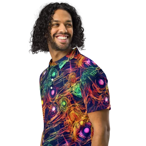 Stellar Circuit on a Men's Slim Fit Polo Shirt