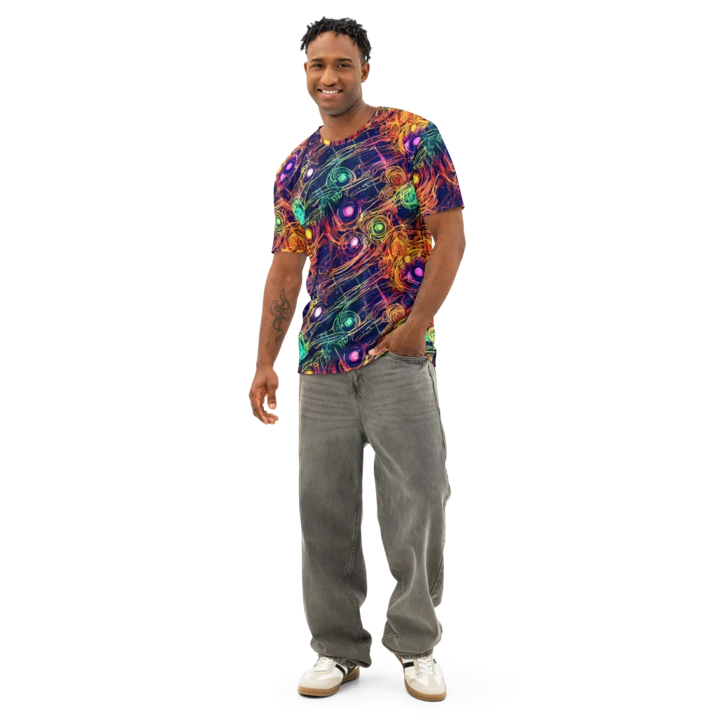 Stellar Circuit on Men's Cotton Crew Neck T-Shirt — Front