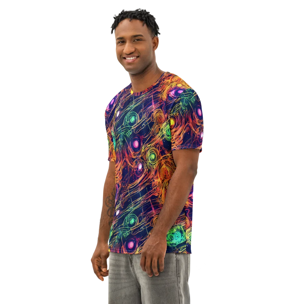 Stellar Circuit on Men's Cotton Crew Neck T-Shirt — Left Front