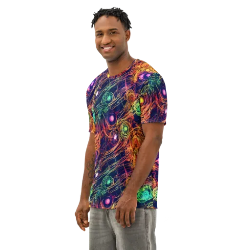 Stellar Circuit on a Men's Cotton Crew Neck T-Shirt