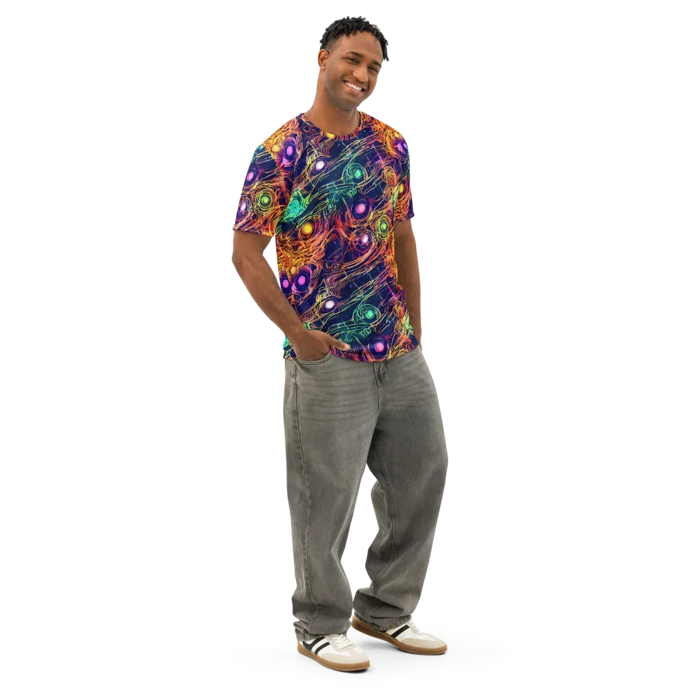 Stellar Circuit on Men's Cotton Crew Neck T-Shirt — Right Front