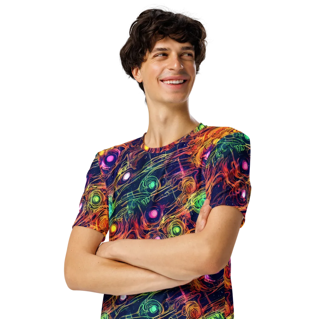 Stellar Circuit on Men's Crew Neck T-Shirt — Left Front