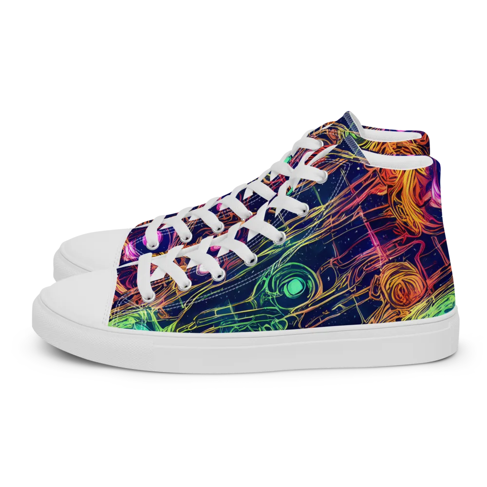 Stellar Circuit on Men's High Top Canvas Shoes — Left