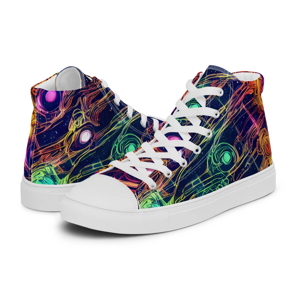 Stellar Circuit on Men's High Top Canvas Shoes — Left