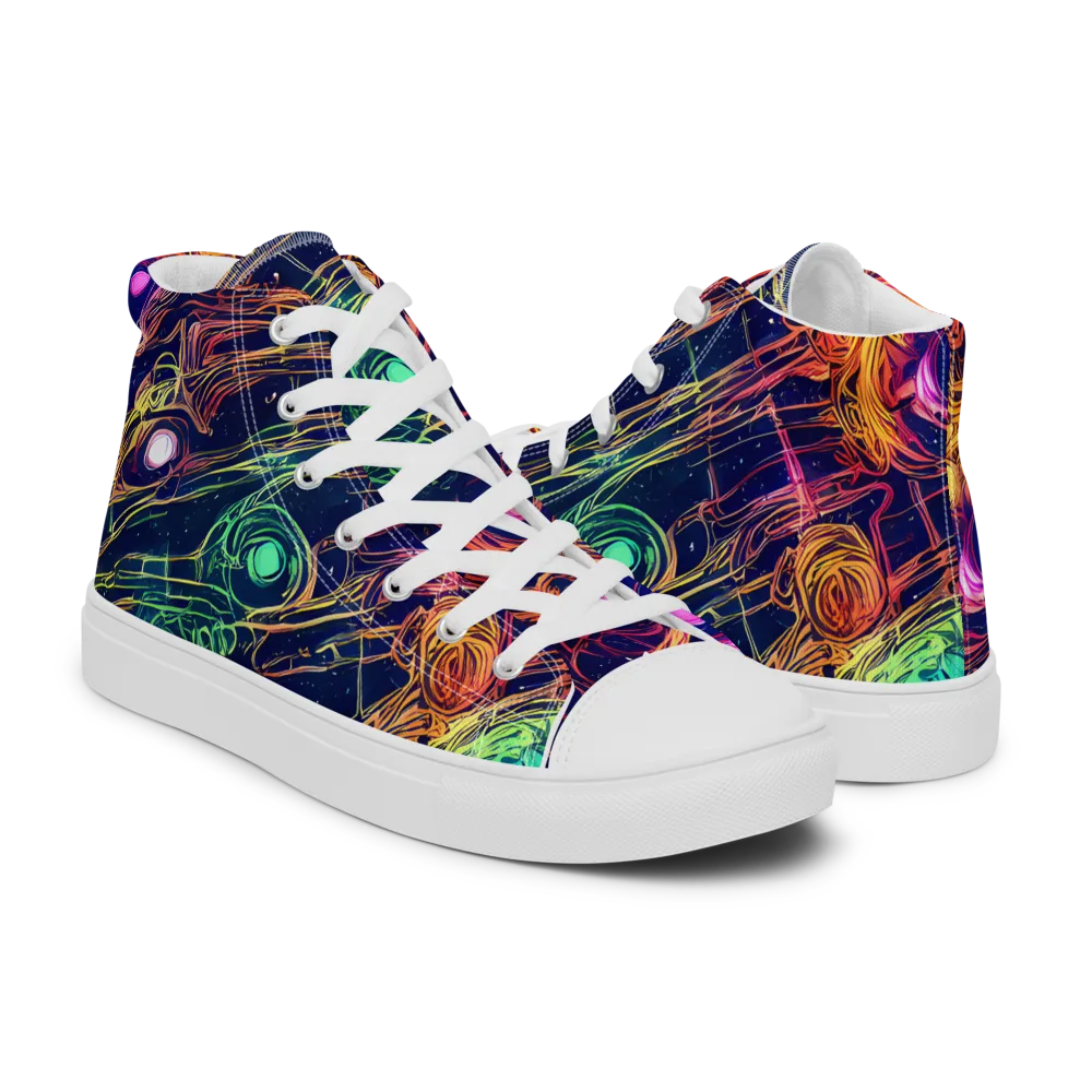 Stellar Circuit on Men's High Top Canvas Shoes — Right