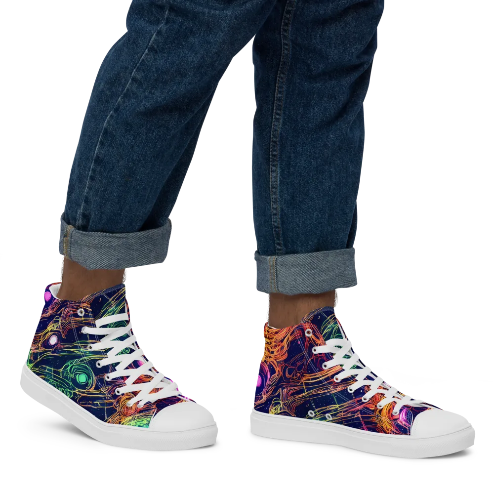 Stellar Circuit on Men's High Top Canvas Shoes — Right