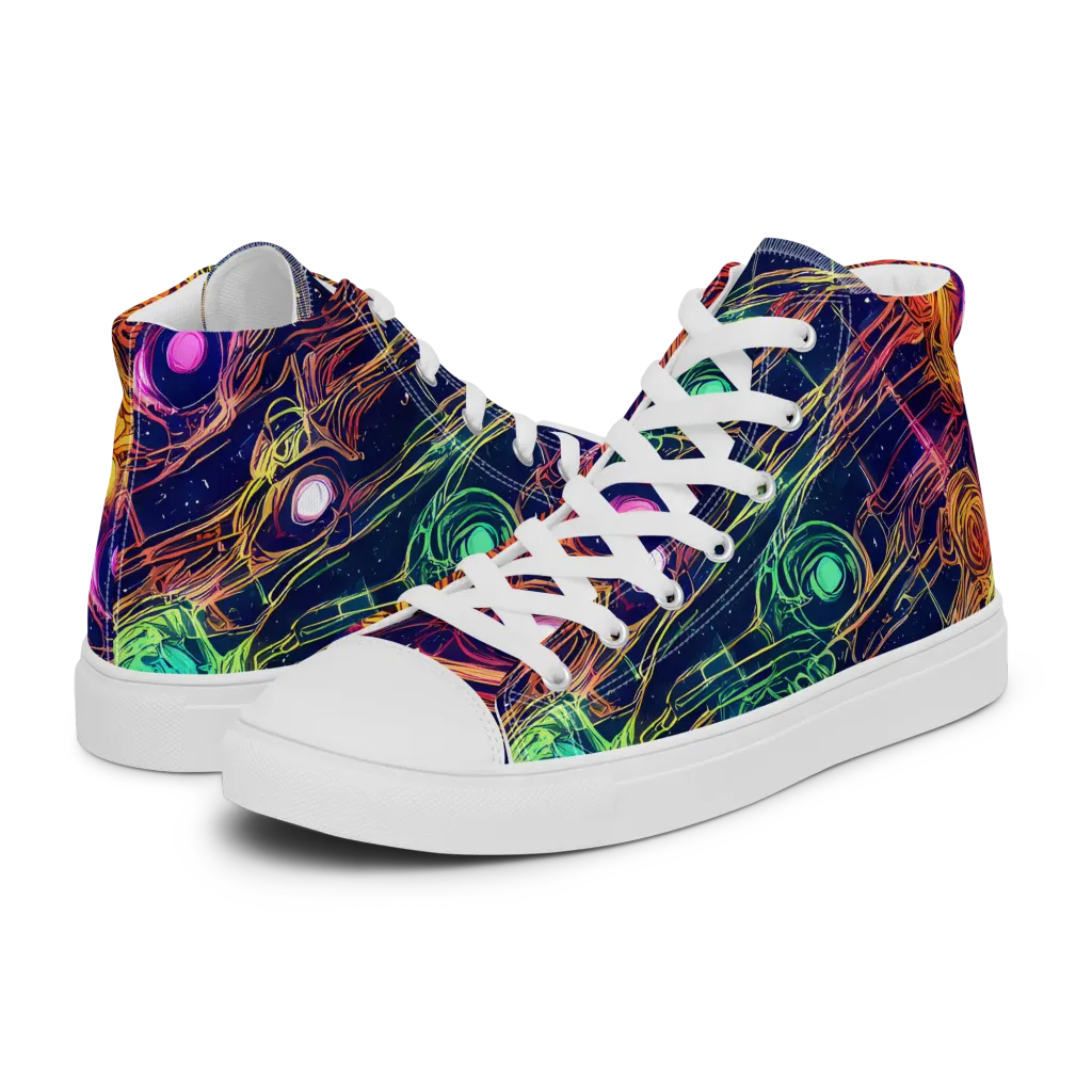 Stellar Circuit on Women's High Top Canvas Shoes — Left