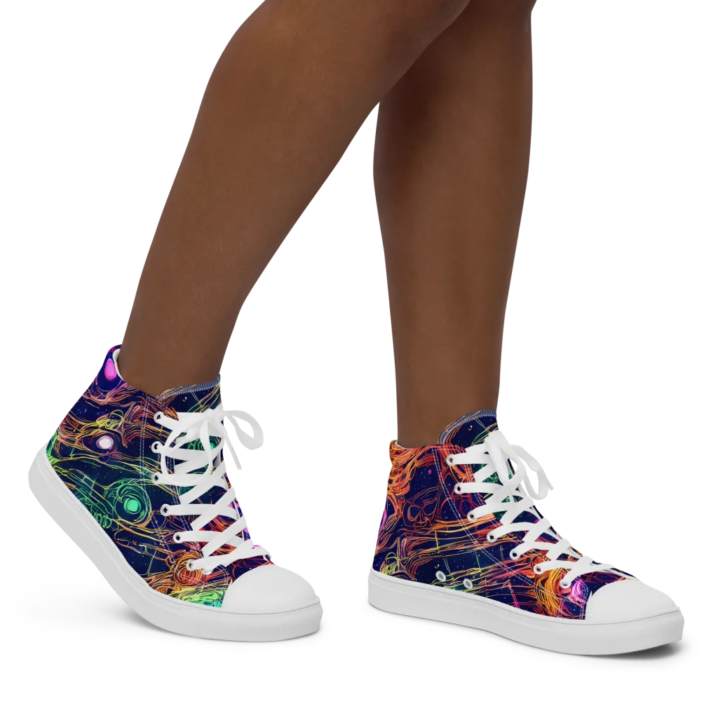 Stellar Circuit on Women's High Top Canvas Shoes — Right