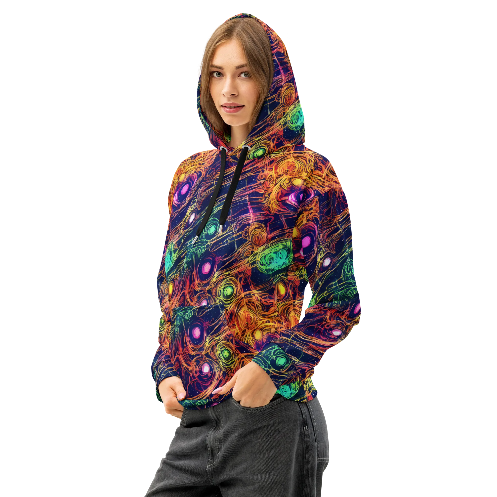 Stellar Circuit on Cotton Hoodie — Left Front