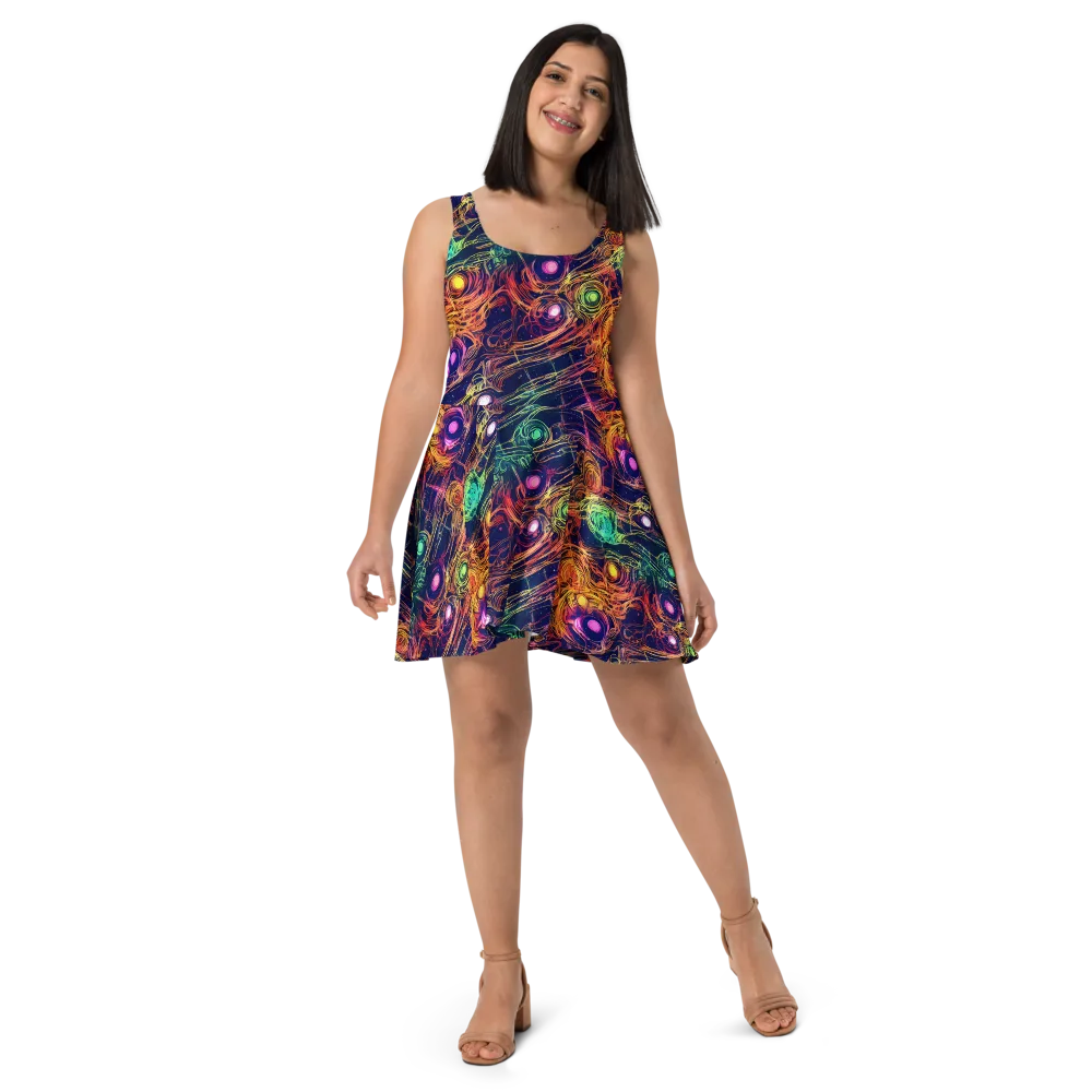 Stellar Circuit on Skater Dress — Front