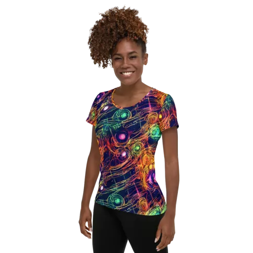 Stellar Circuit on a Women's Athletic T-Shirt