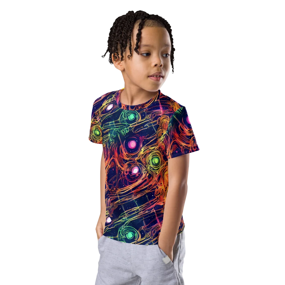 Stellar Circuit on Kids Crew Neck T-Shirt — Left Front