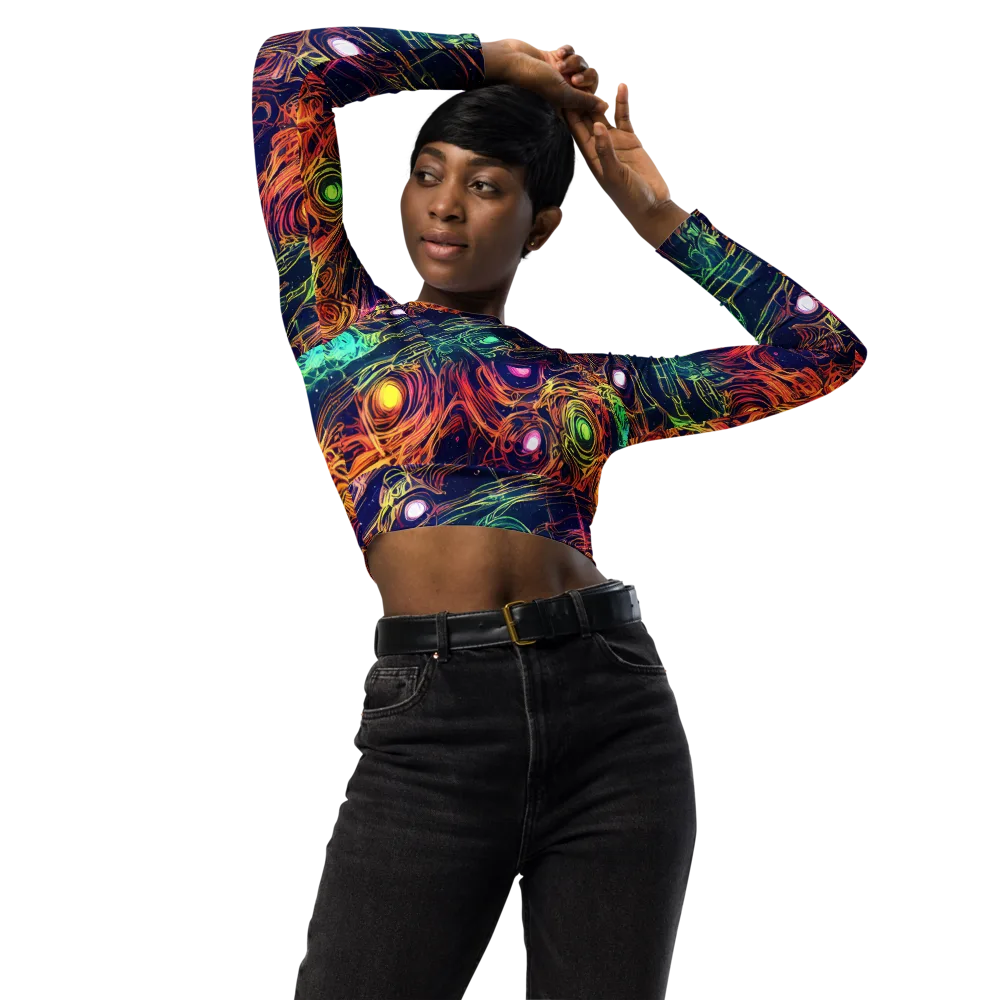 Stellar Circuit on Long Sleeve Crop Top — Front