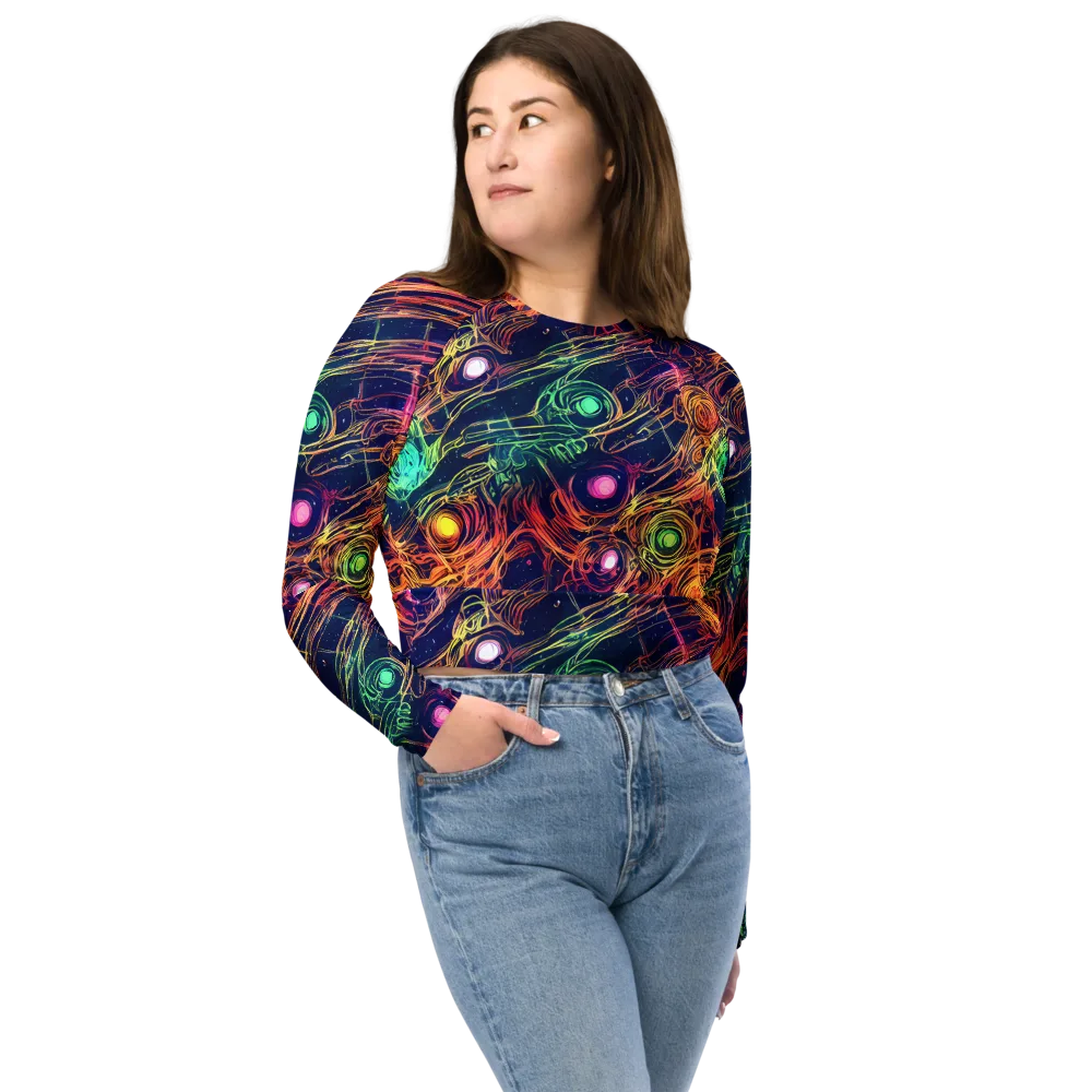 Stellar Circuit on Long Sleeve Crop Top — Front