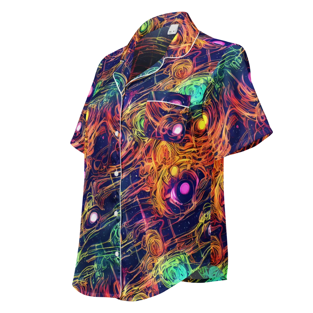 Stellar Circuit on Women's Short Sleeve Pajama Top — Left Front