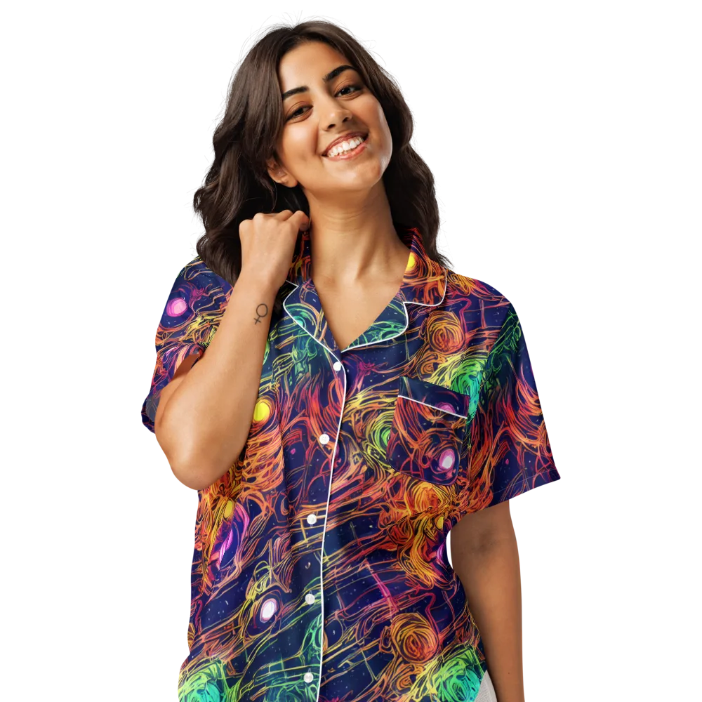 Stellar Circuit on Women's Short Sleeve Pajama Top — Front