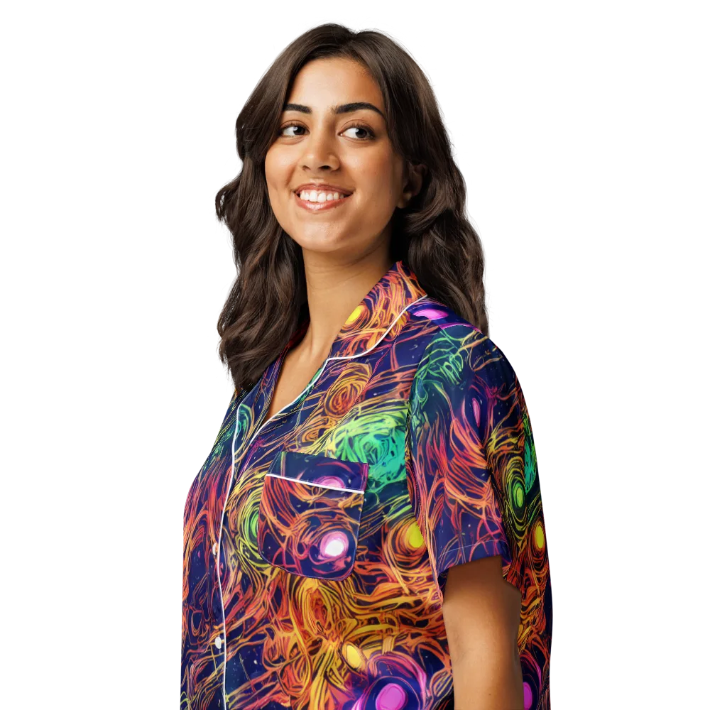 Stellar Circuit on Women's Short Sleeve Pajama Top — Left Front