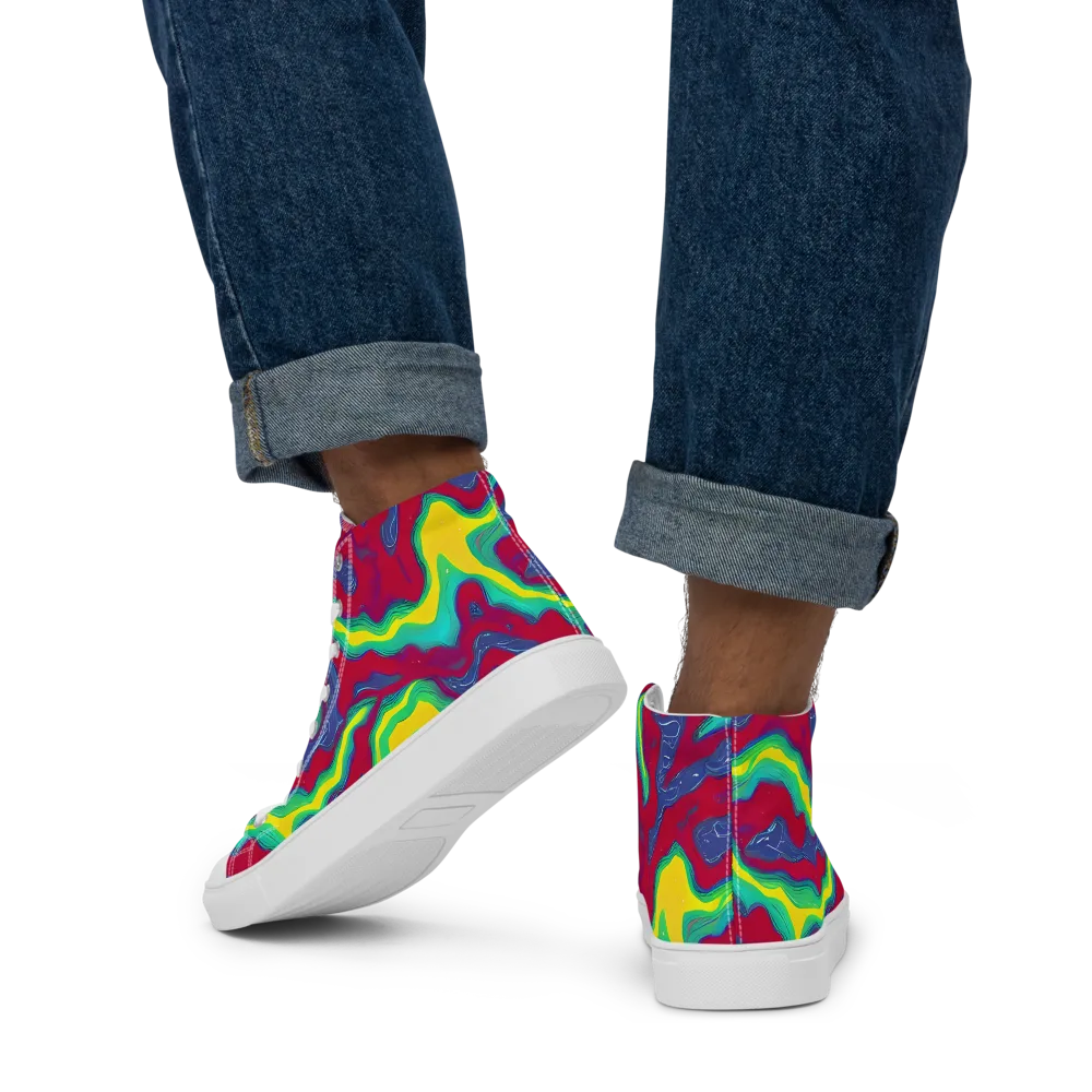 Voltage Valley on Men's High Top Canvas Shoes — Back