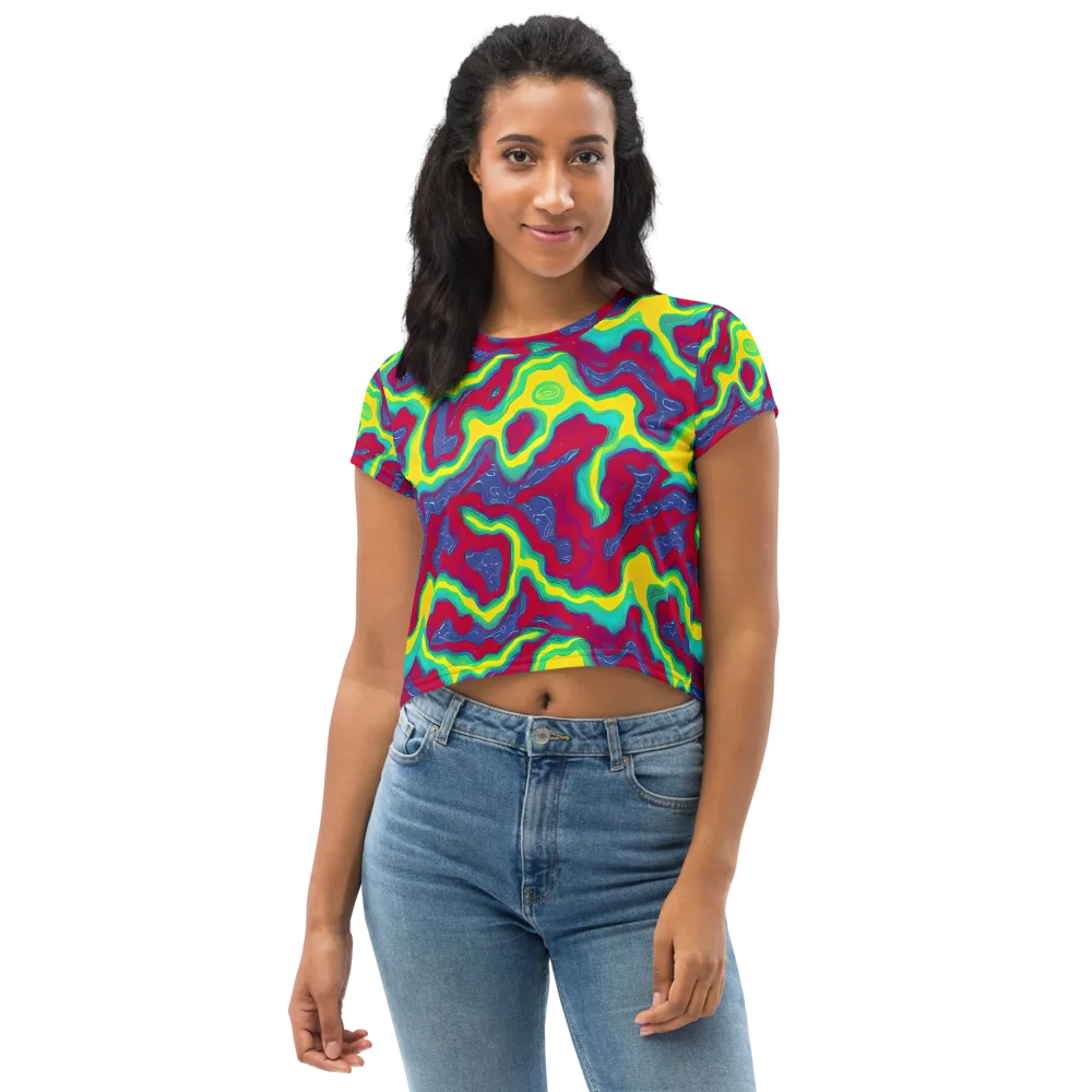 Voltage Valley on Crop Tee — Front