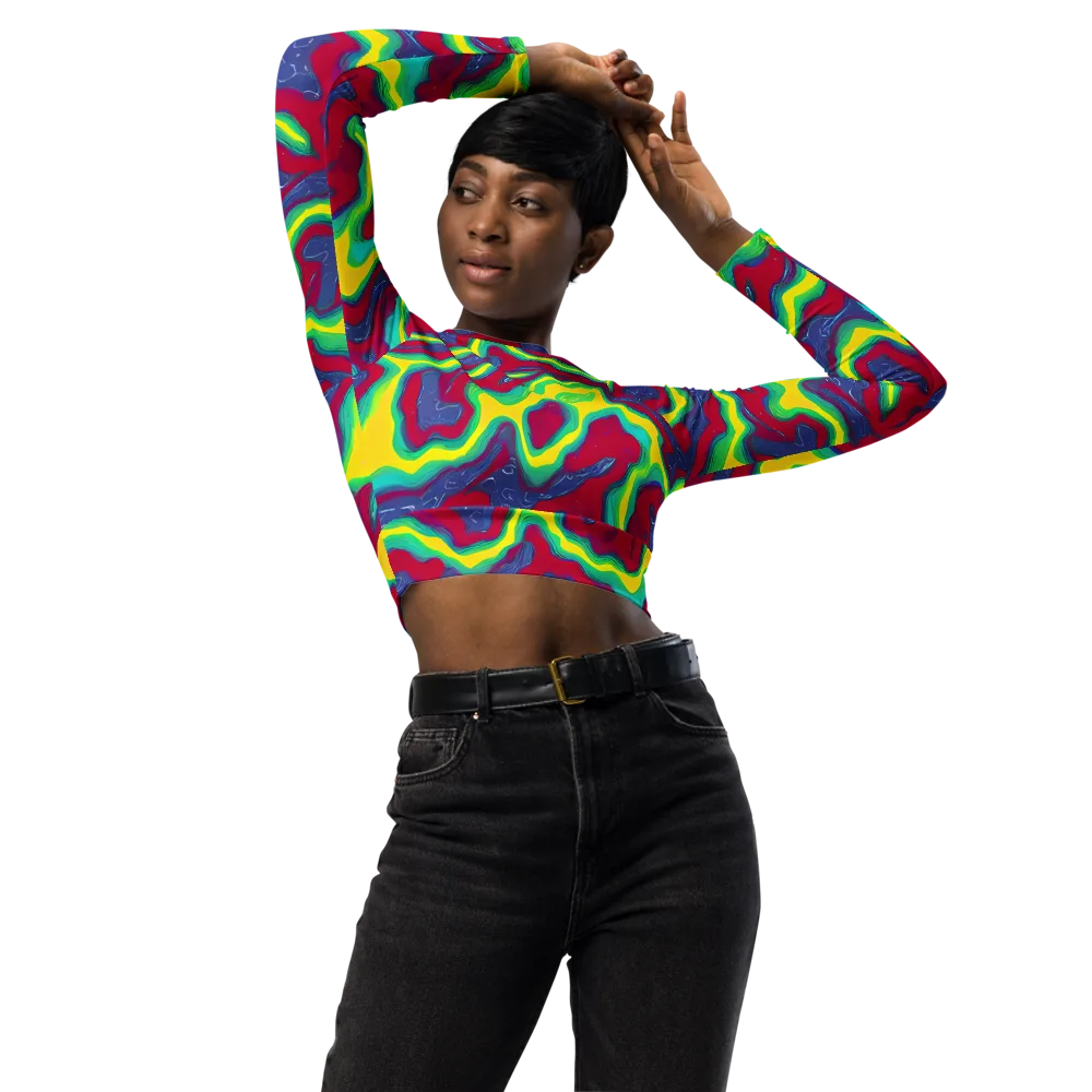 Voltage Valley on Long Sleeve Crop Top — Front