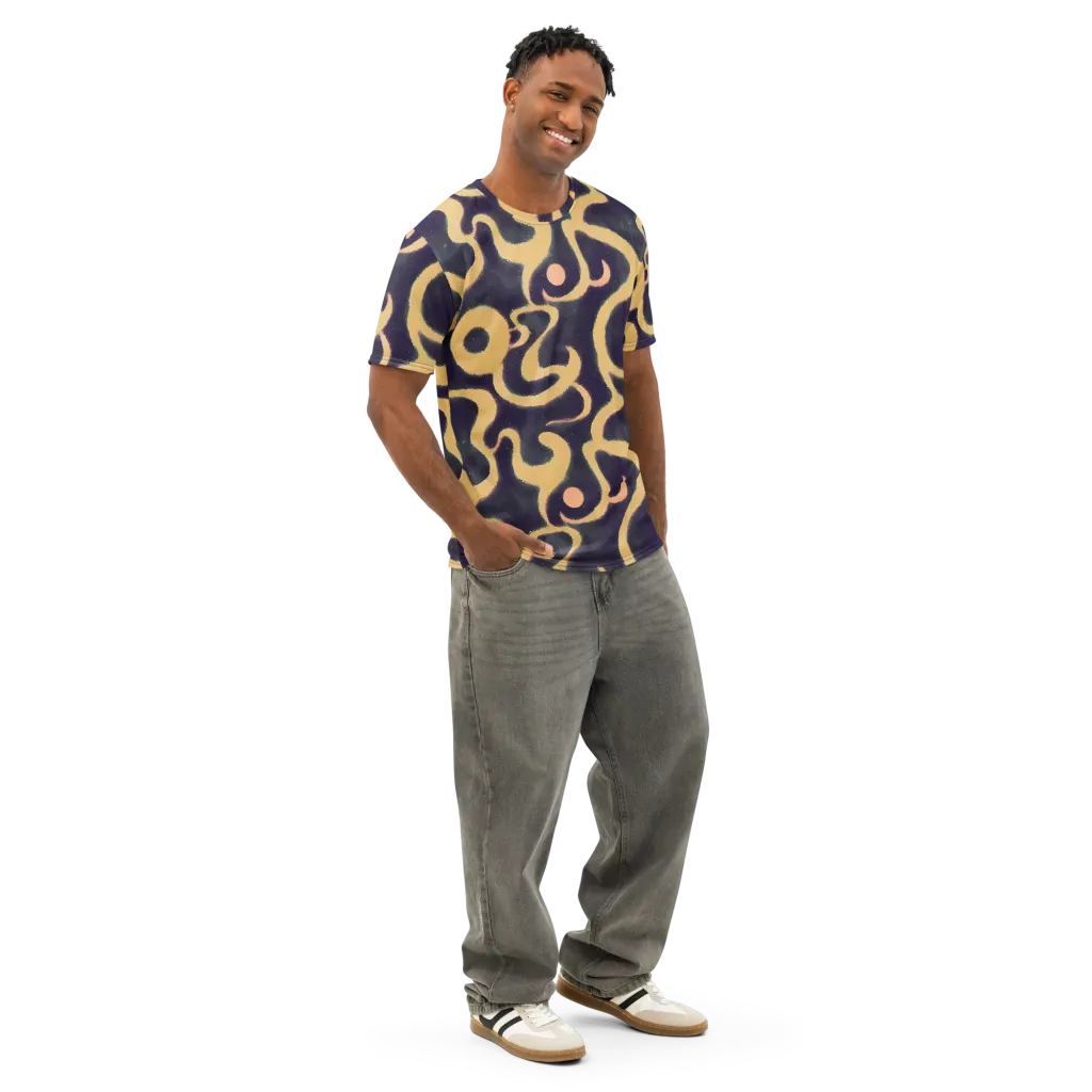 Midnight Ouroboros on Men's Cotton Crew Neck T-Shirt — Right Front