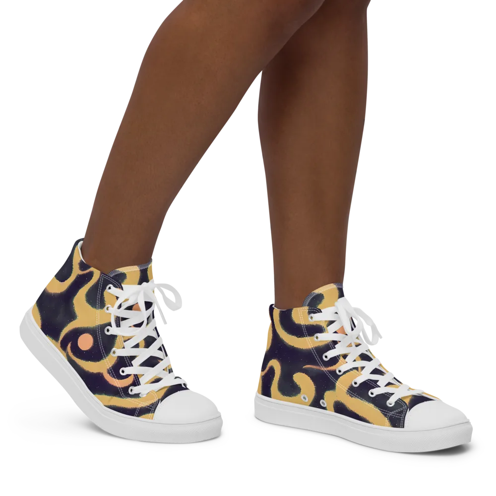 Midnight Ouroboros on Women's High Top Canvas Shoes — Right