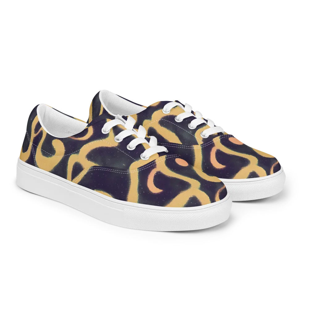 Midnight Ouroboros on Men's Lace-Up Canvas Shoes — Right Front