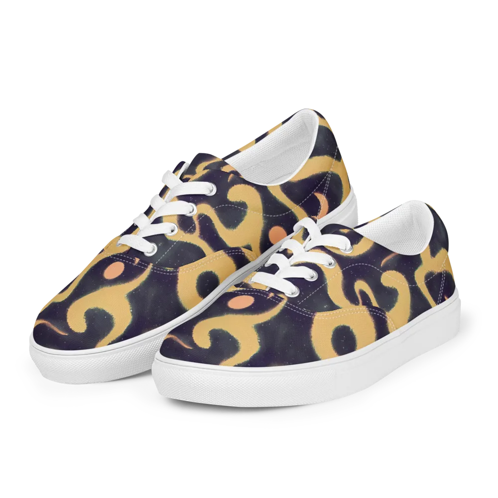 Midnight Ouroboros on Men's Lace-Up Canvas Shoes — Left Front