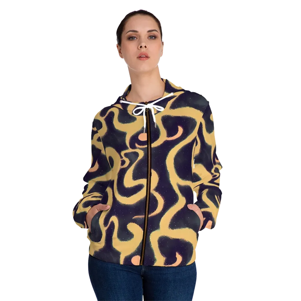 Midnight Ouroboros on Women's Full-Zip Hoodie — Front On Person