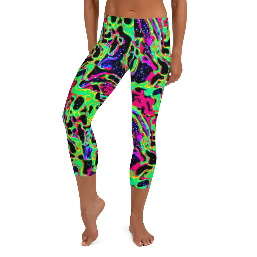 Galactic Ooze on Capri Leggings — Front