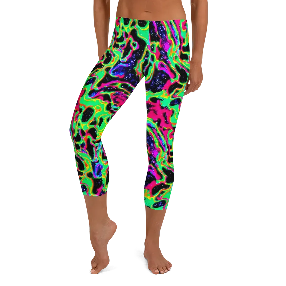 Galactic Ooze on Capri Leggings — Front