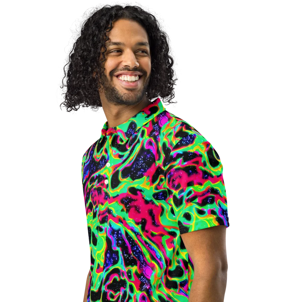 Galactic Ooze on Men's Slim Fit Polo Shirt — Left Front