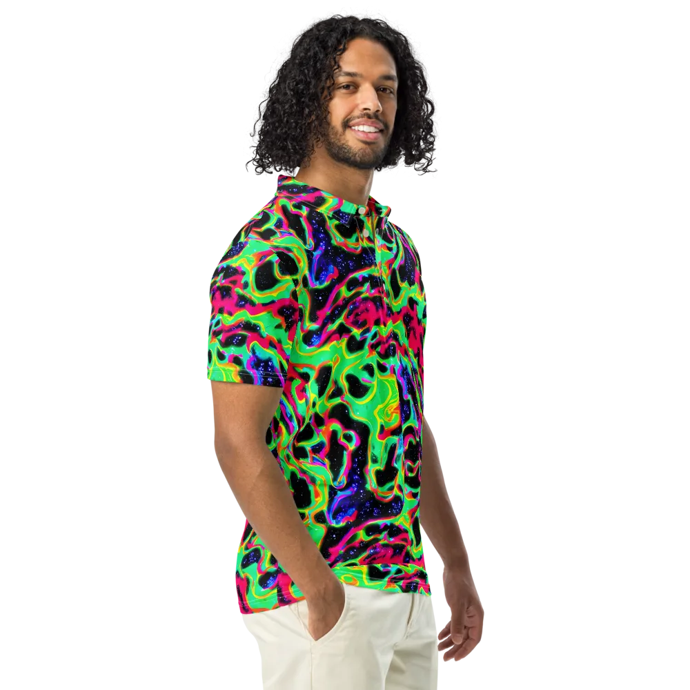 Galactic Ooze on Men's Slim Fit Polo Shirt — Right Front