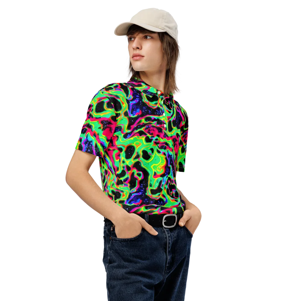 Galactic Ooze on Men's Slim Fit Polo Shirt — Right Front