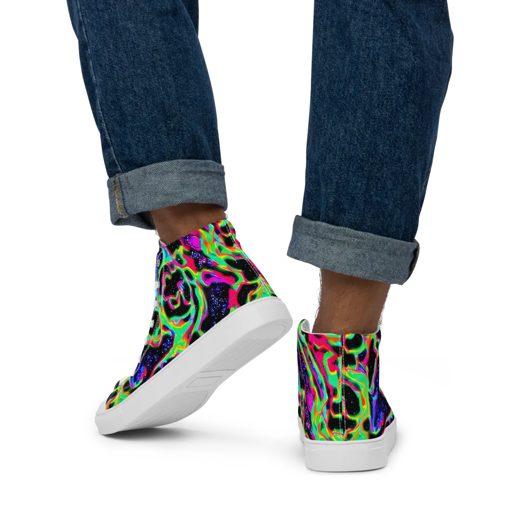 Galactic Ooze on Men's High Top Canvas Shoes — Back