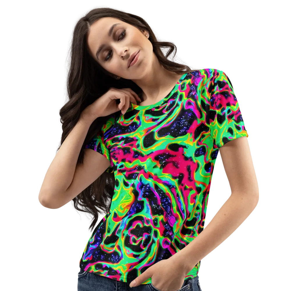 Galactic Ooze on Women's Crew Neck T-Shirt — Left Front