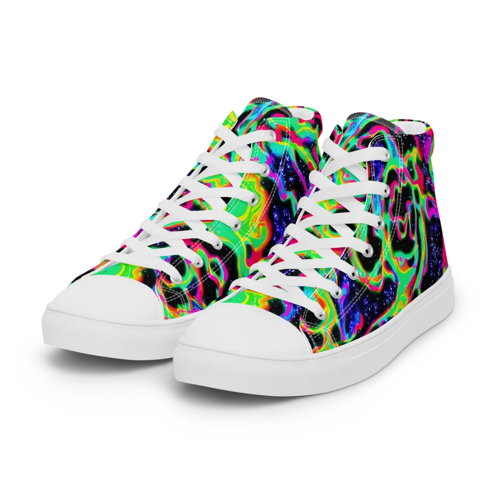 Galactic Ooze on Women's High Top Canvas Shoes — Left Front