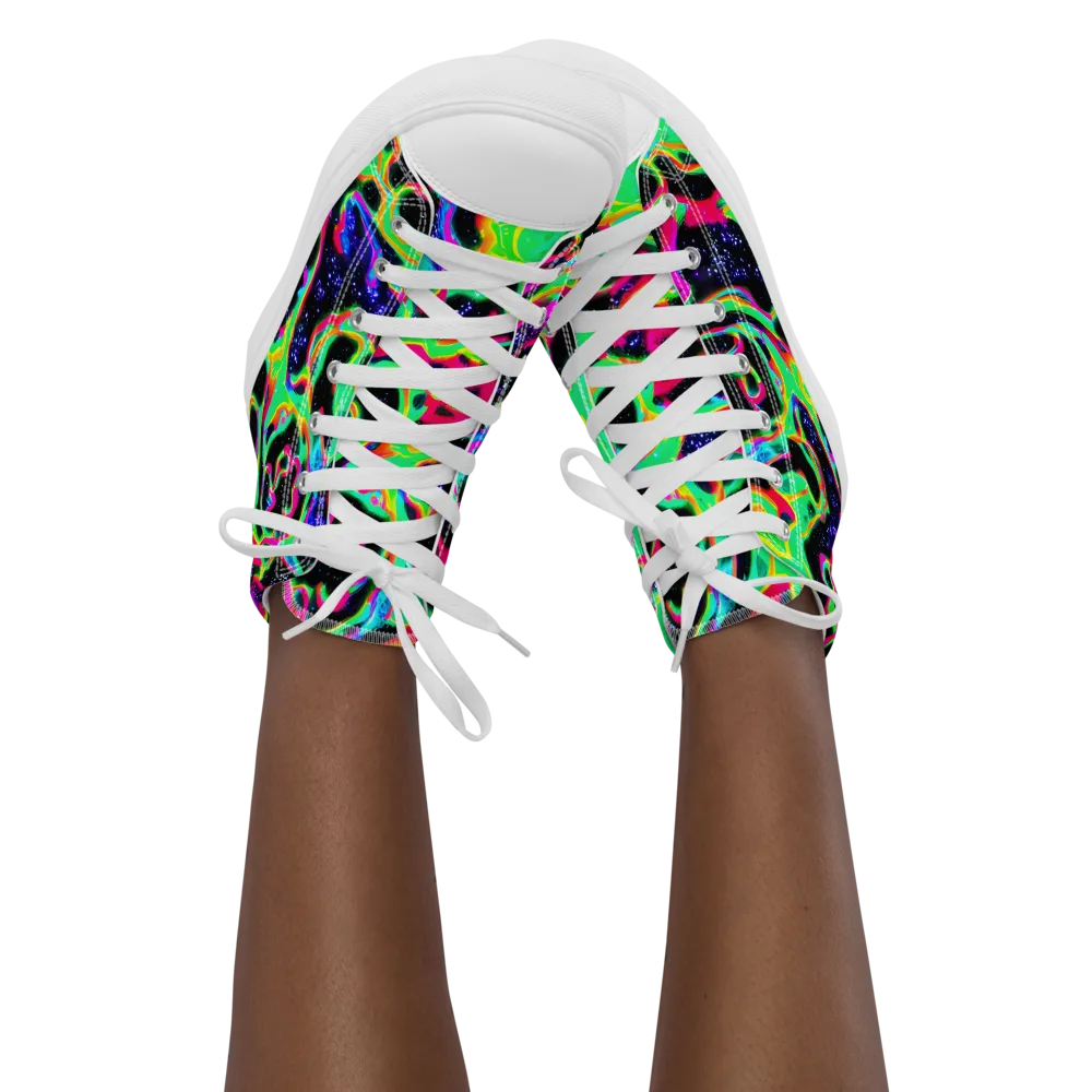 Galactic Ooze on Women's High Top Canvas Shoes — Front